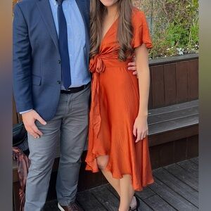 Women's Petal and Pup Tie-Front Wrap Dress in Rust